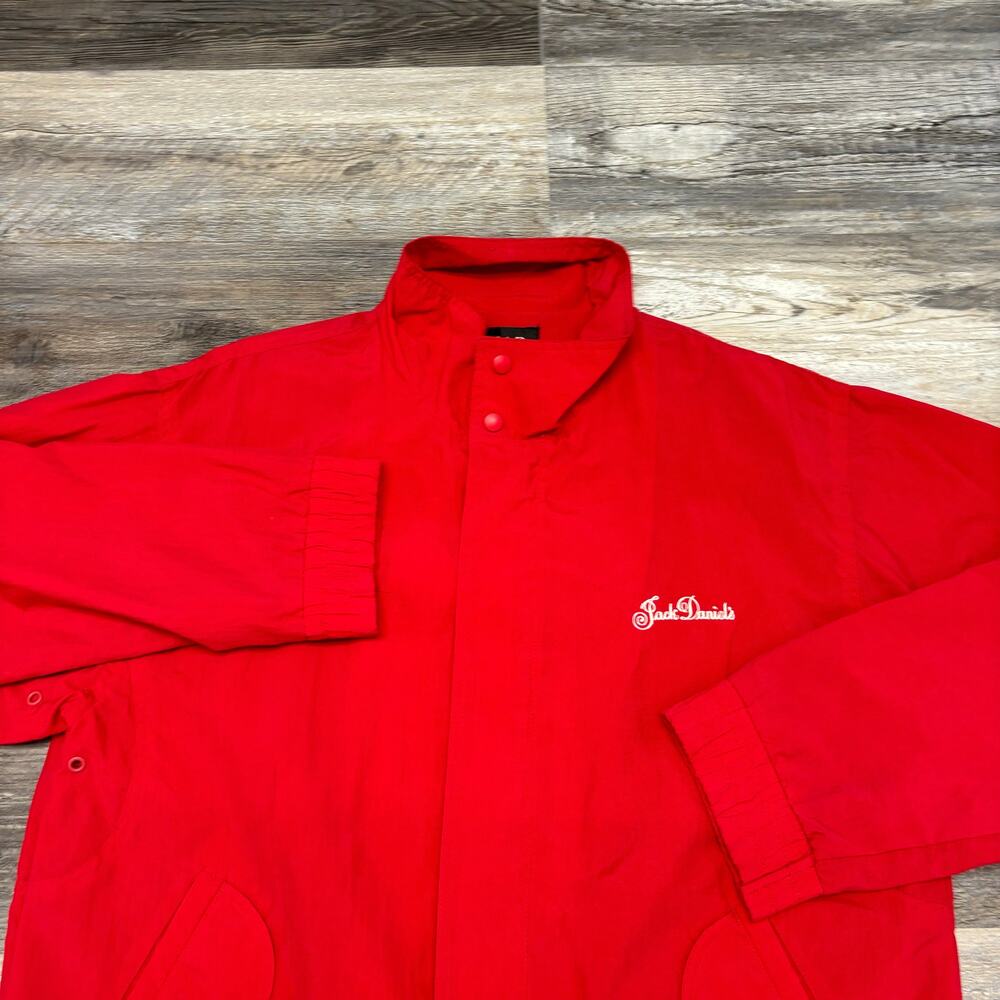 Vintage 90sJack Daniels Gear Red Mens Large Nylon Waterproof Windbreaker‎ Jacket